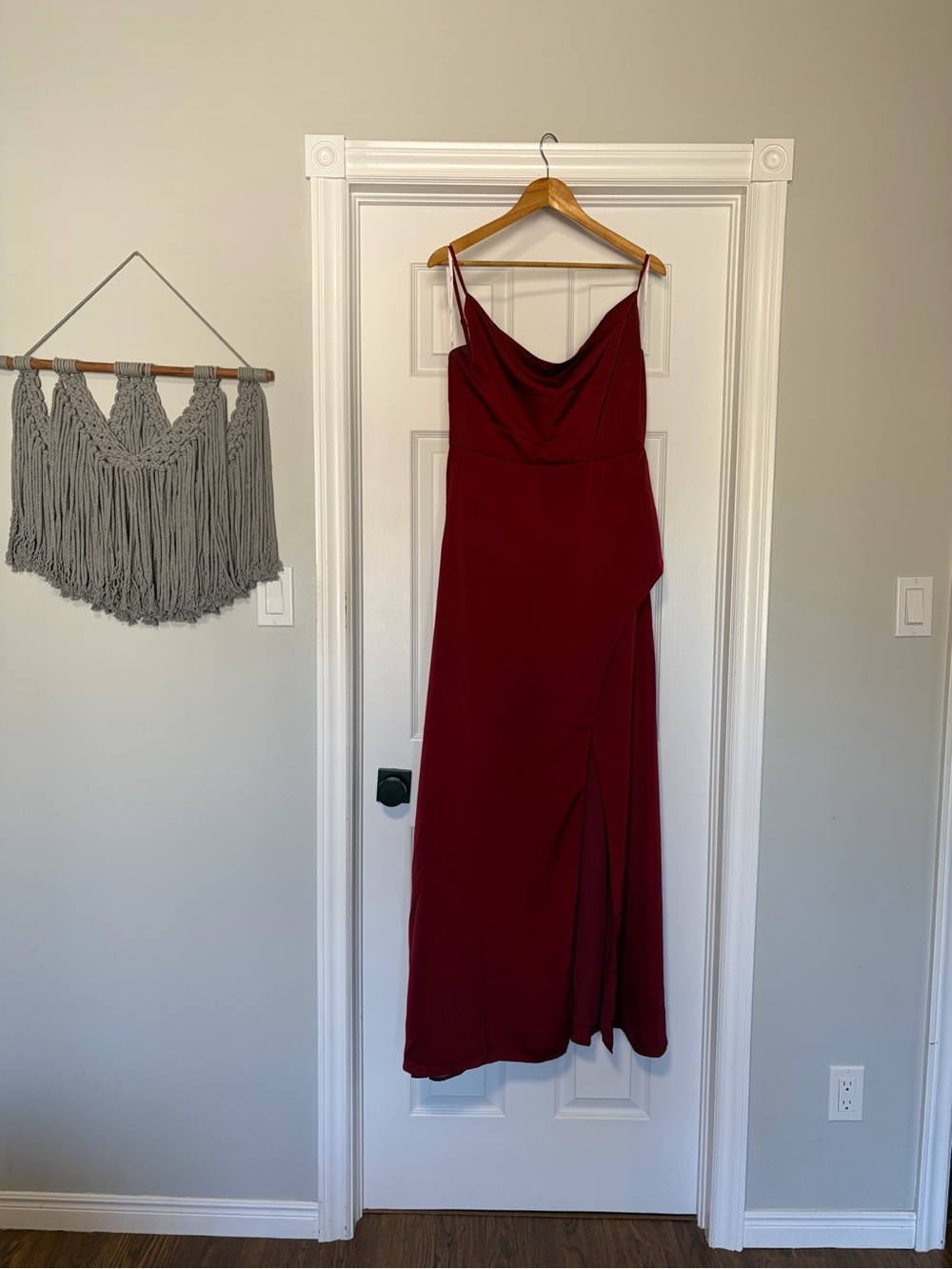 Lulu's Wine Red Cowl Neck Maxi Slip Dress